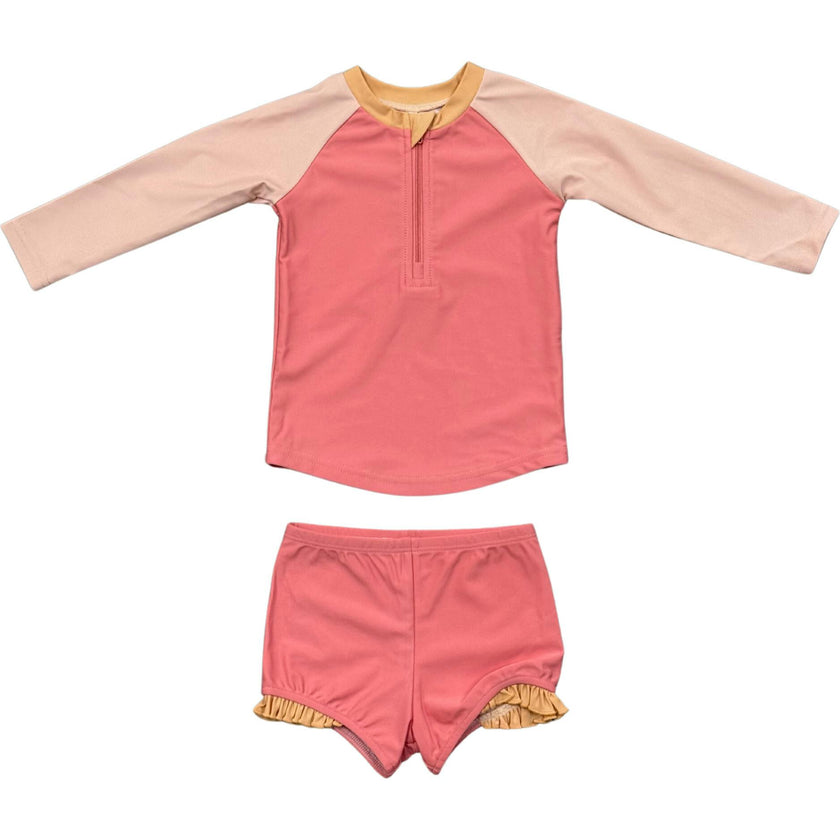 Girl's Zip Rash Guard Swimsuit