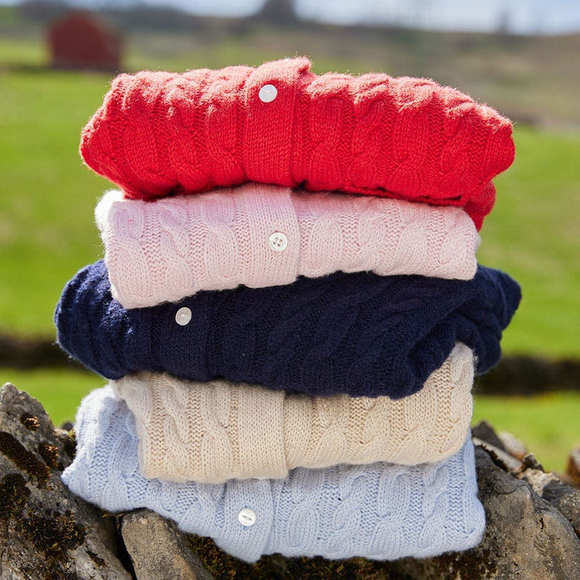 Classic Cashmere Blend Cardigan - Red