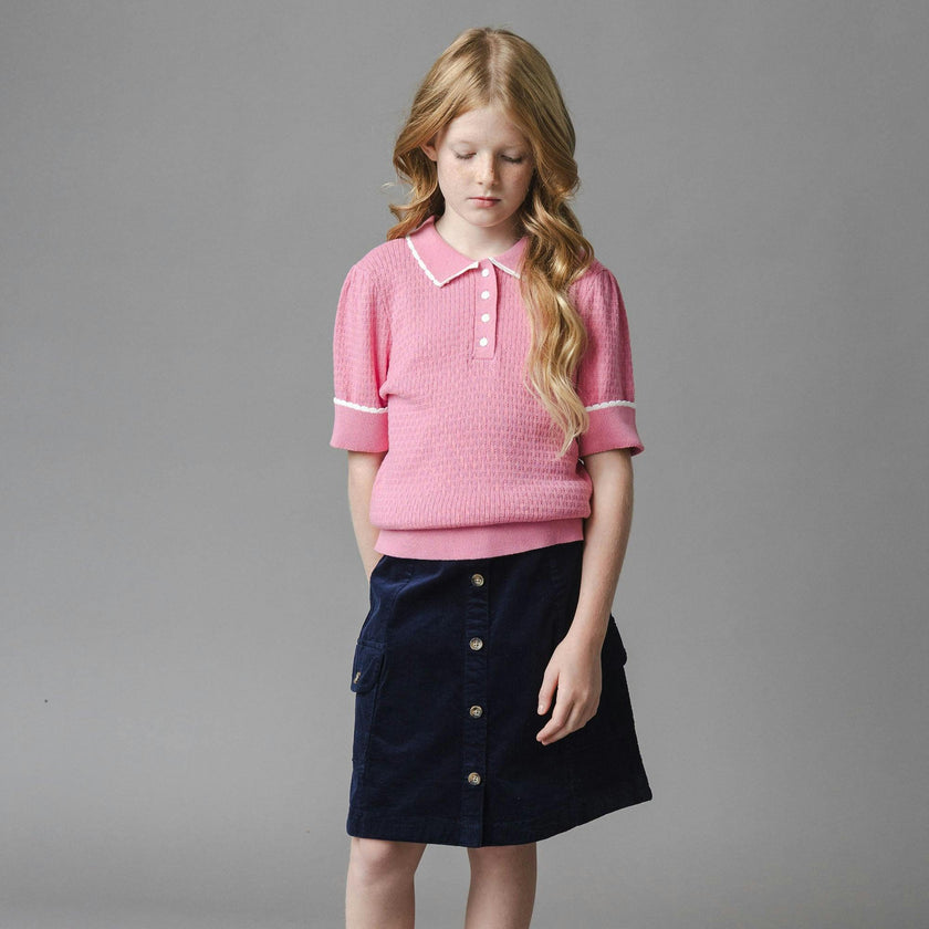 Organic Corduroy Button Front Skirt