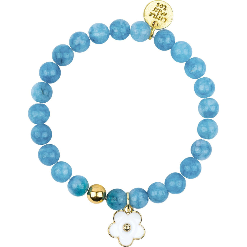 Gemstone Bracelet With Flower Enamel Charm
