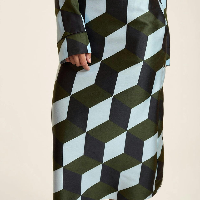 Art Deco Silk Wool Skirt