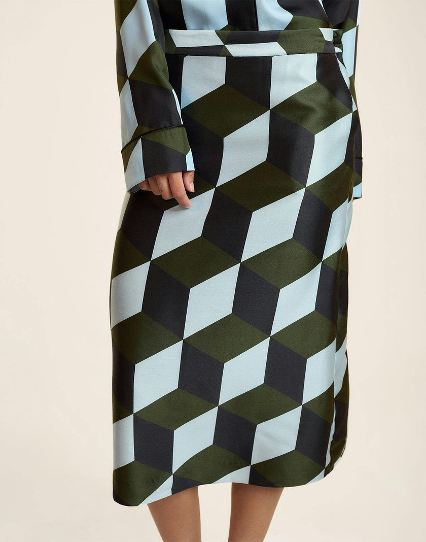 Art Deco Silk Wool Skirt