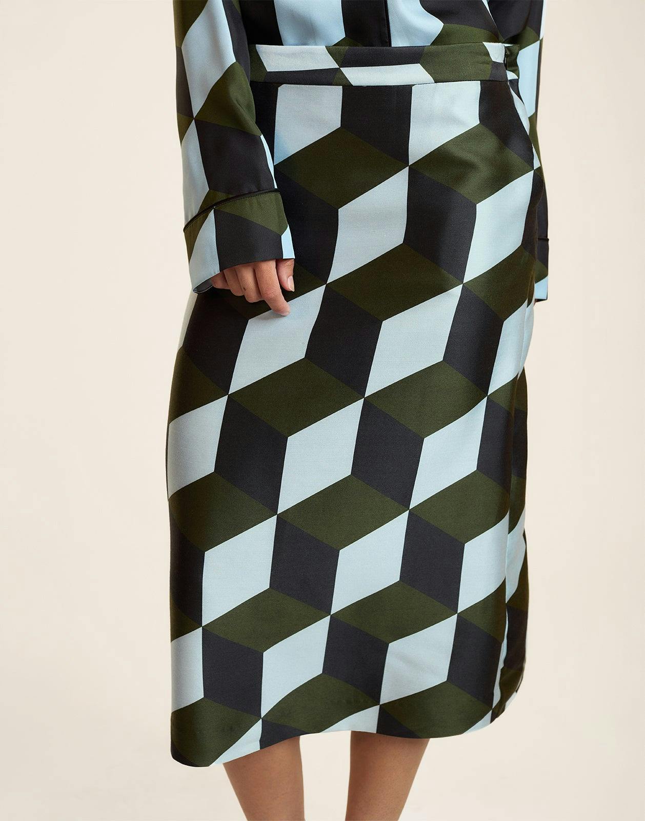 Art Deco Silk Wool Skirt