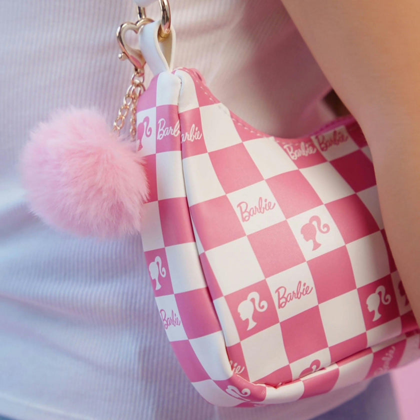 Barbie™ Pink Checkered Kids Hobo Handbag