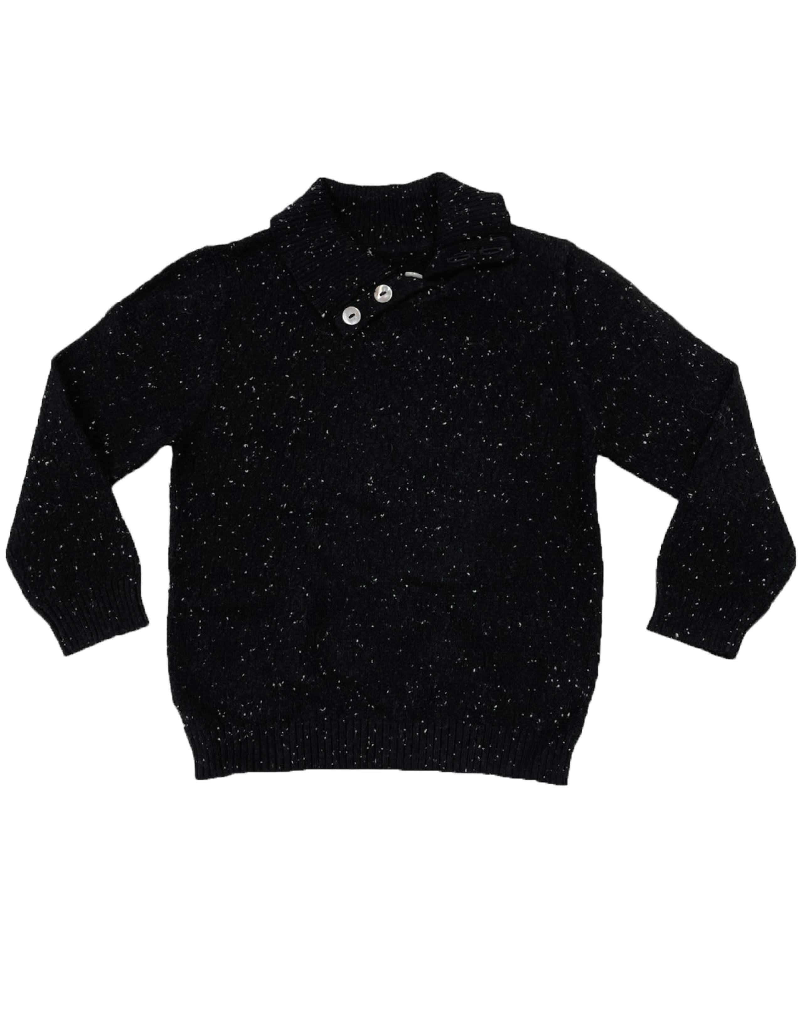 Flecked Diamonds High Neck Buttoned Sweater