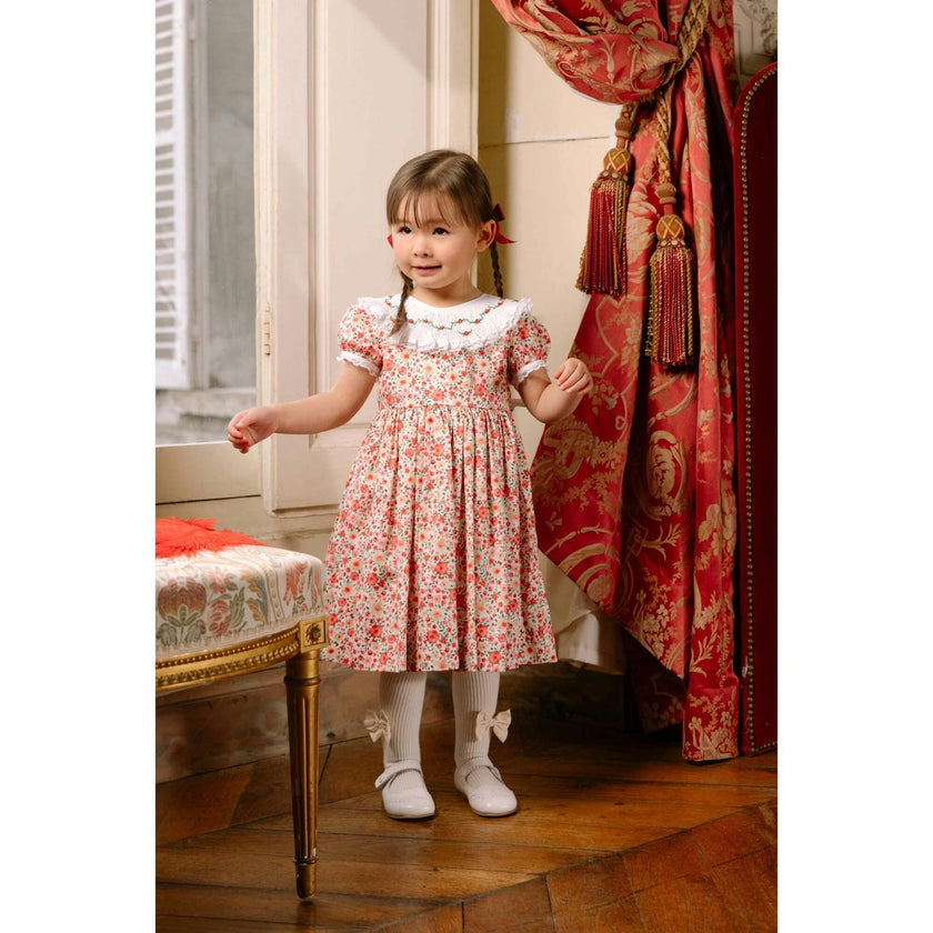 Celestine Red Floral Smocked Dress