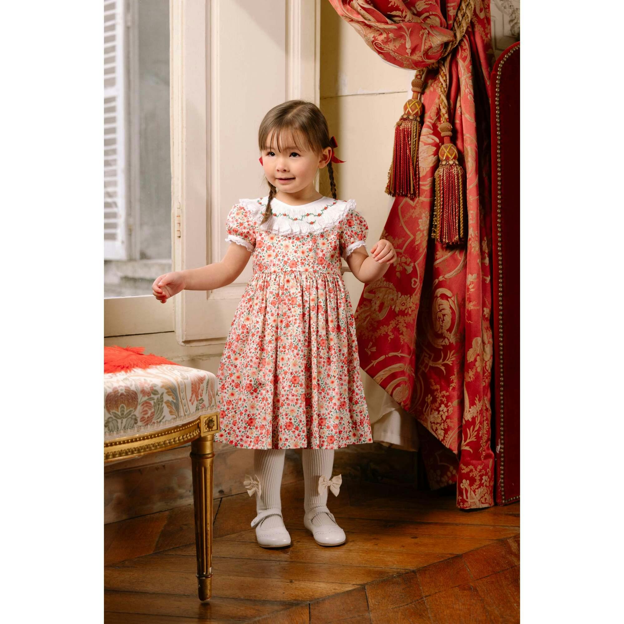 Celestine Red Floral Smocked Dress