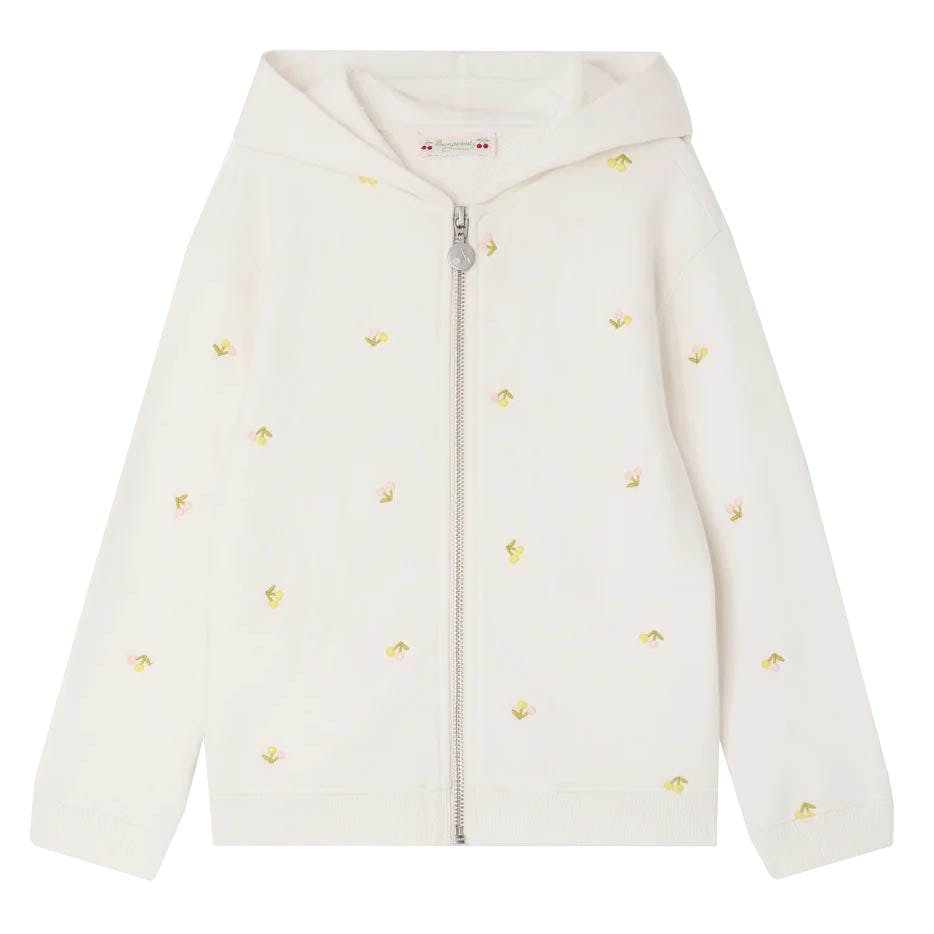 BONPOINT Talent Cherries Zip Hoodie - Ecru