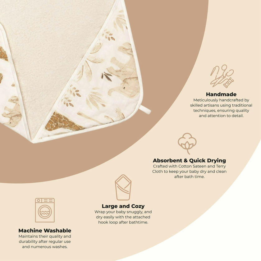Kendi Baby Hooded Towel (Safari Animal)