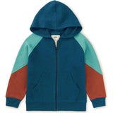 Colorblock Long Sleeve Kangaroo Pocket Hoodie, Blue