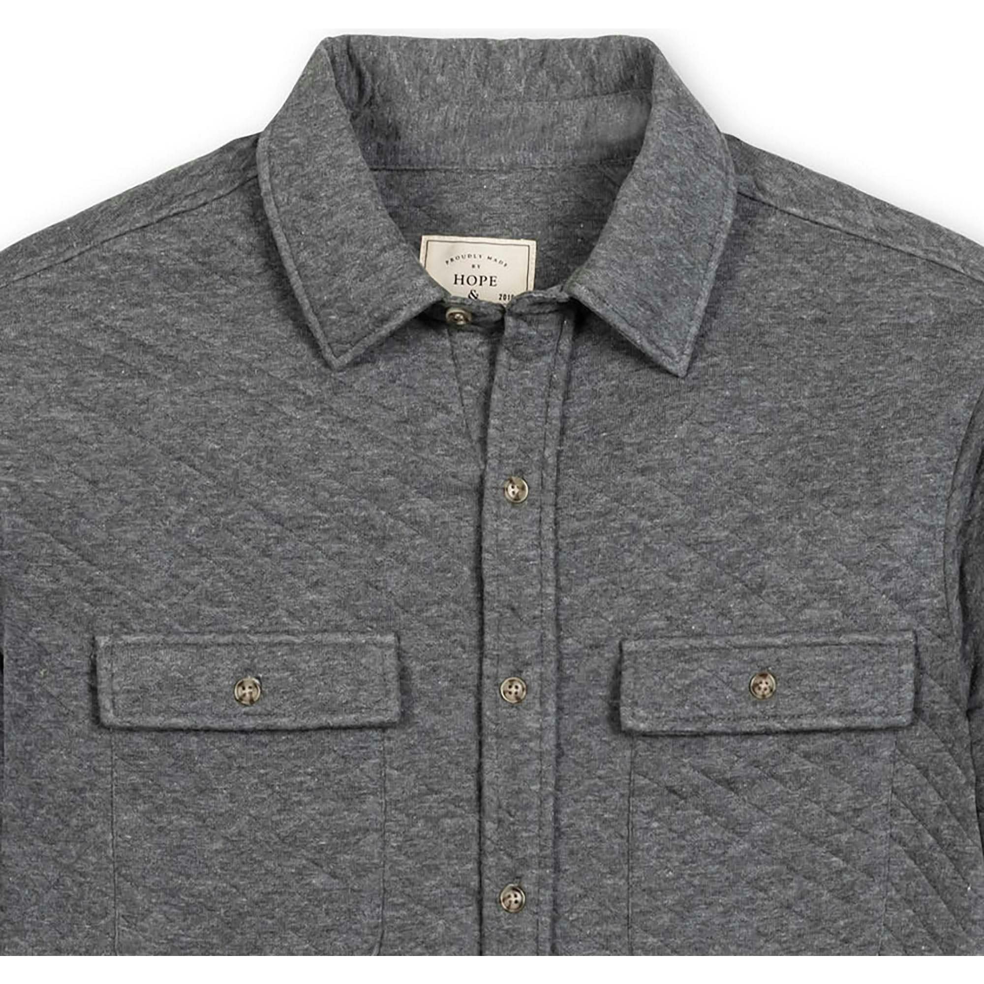 Men's Long Sleeve Quilted Shirt Jacket, Grey