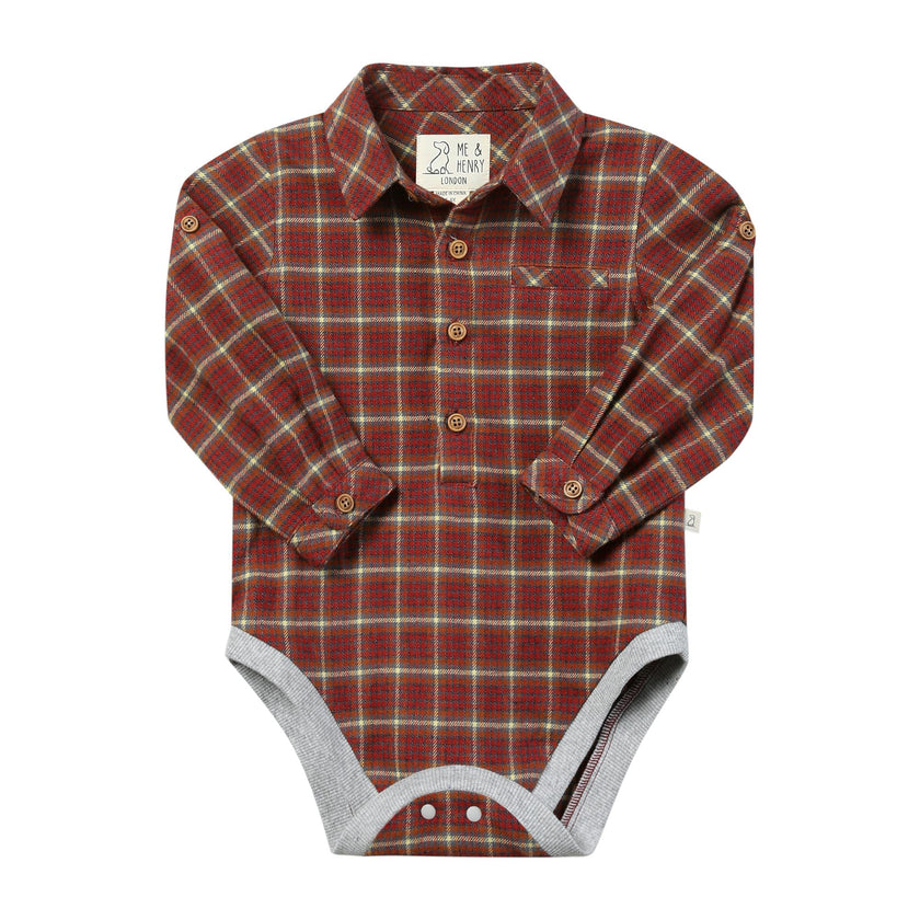 JASPER Red/Lemon washed plaid Woven Onesie