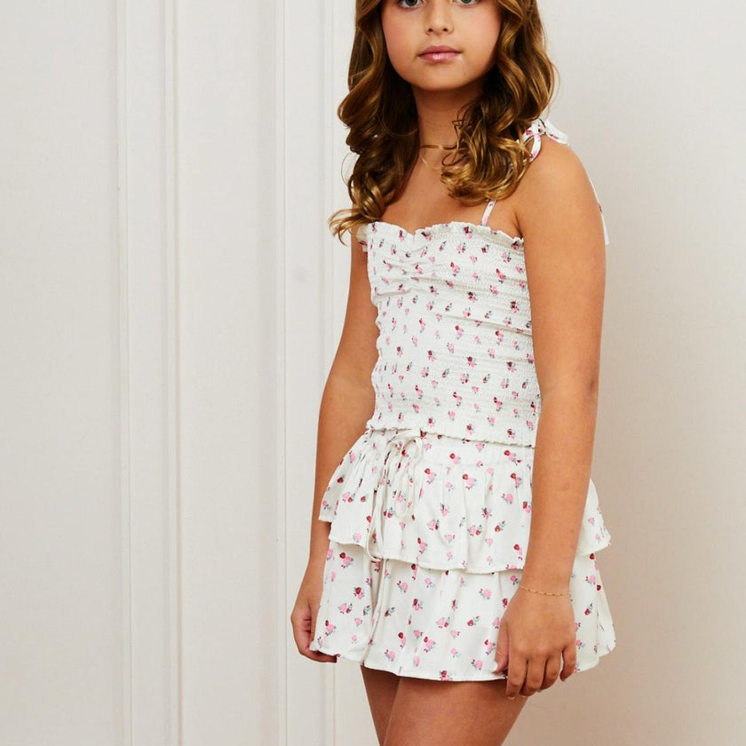 Willow Satin White Rose Skort