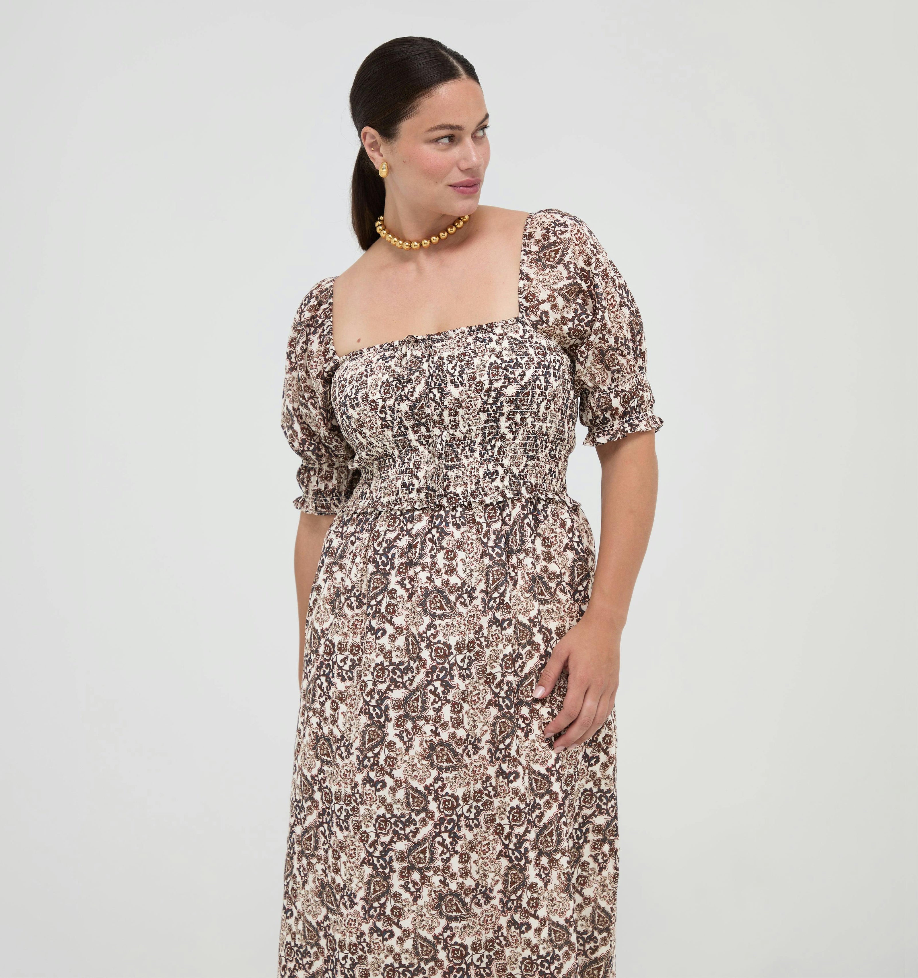 The Malene Nap Dress -  Chedworth Paisley Brown