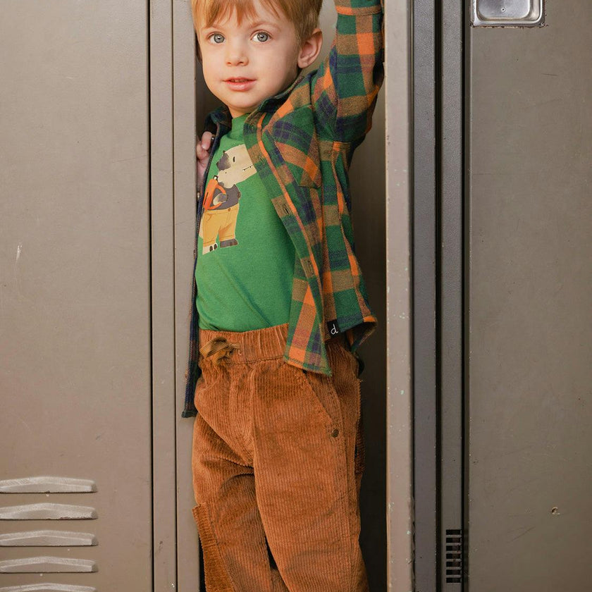 Plaid Shirt Orange, Blue and Green