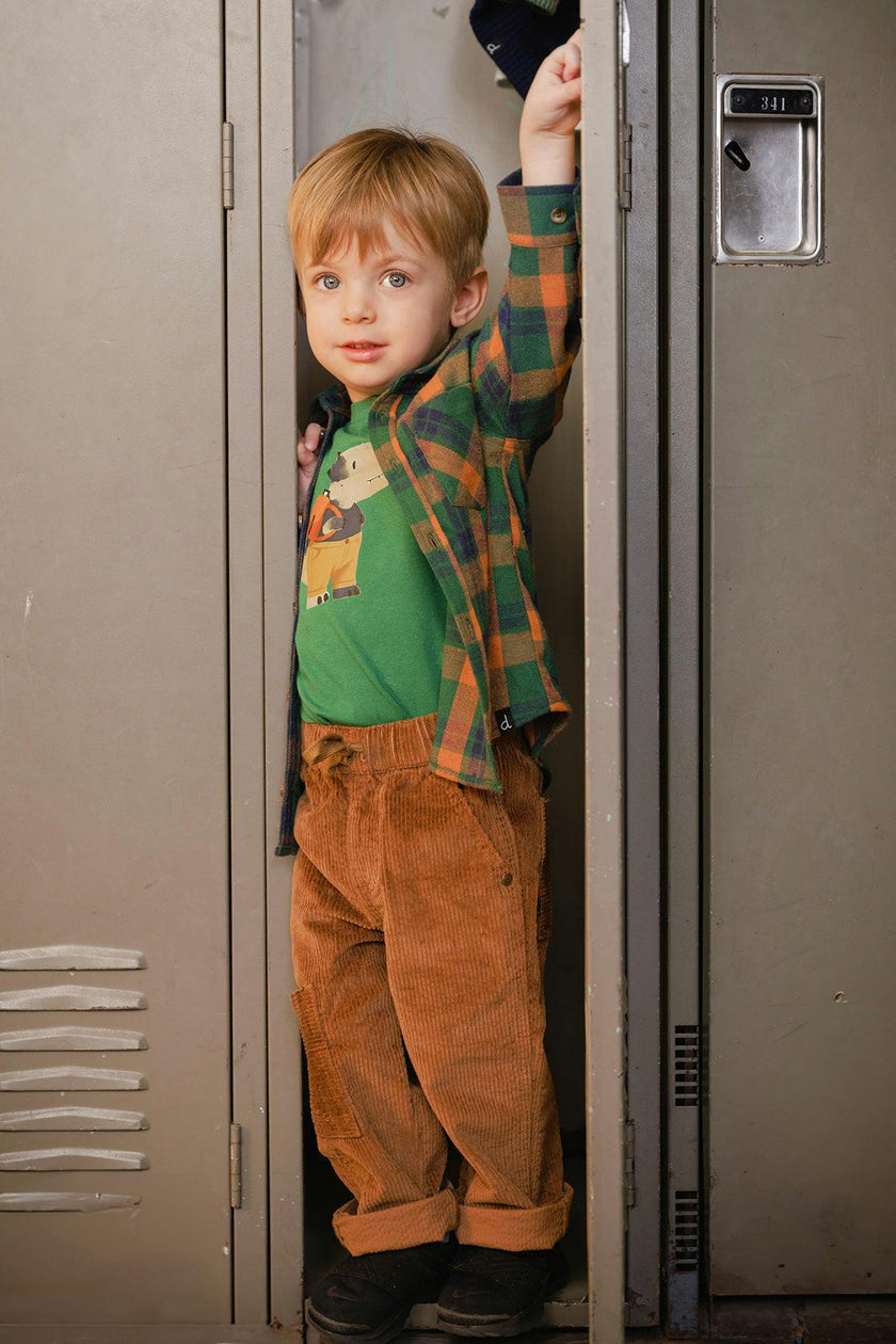Plaid Shirt Orange, Blue and Green