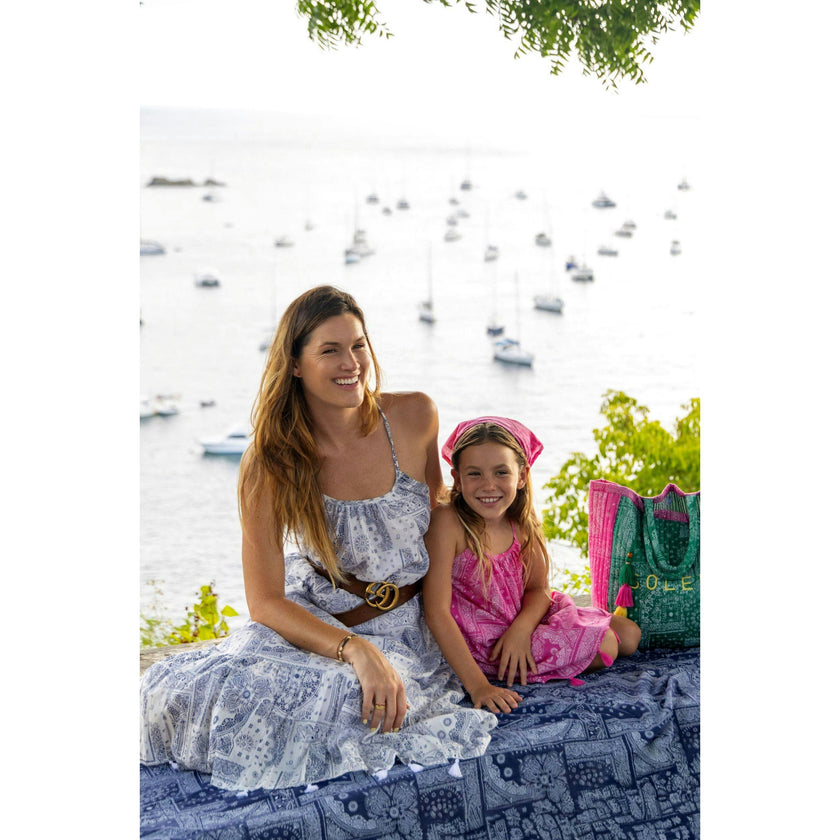 Mini Chantal Girls' Dress Patchwork Bandana, Pink