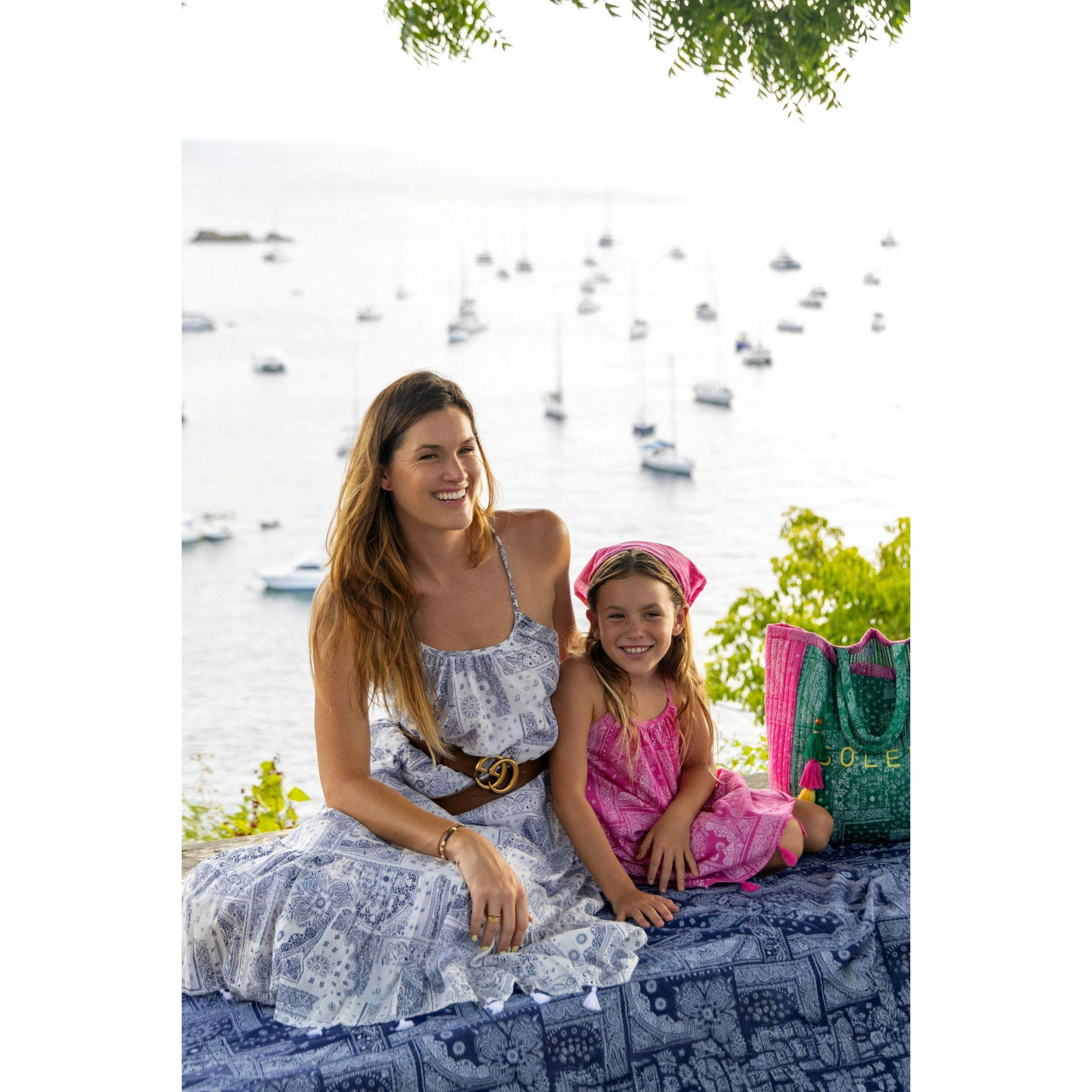 Mini Chantal Girls' Dress Patchwork Bandana, Pink