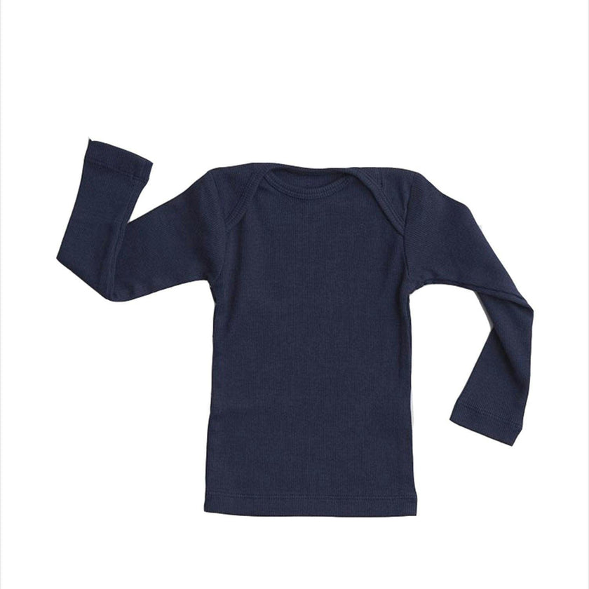 Rib Lap Shoulder Tee Long Sleeve Navy