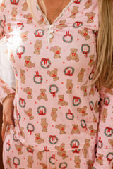 So Soft Henley Pajama Set in Teddy Bear Wreaths