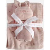 Pique Blanket and Bunny Lovey Gift Set - Blush