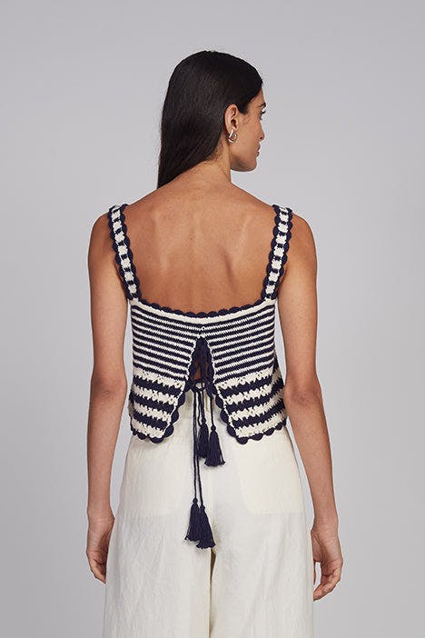 CARIA STRIPE CROCHET TOP