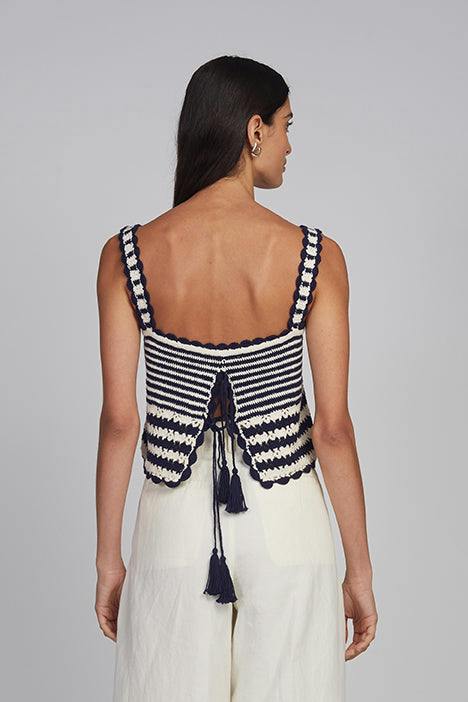 CARIA STRIPE CROCHET TOP