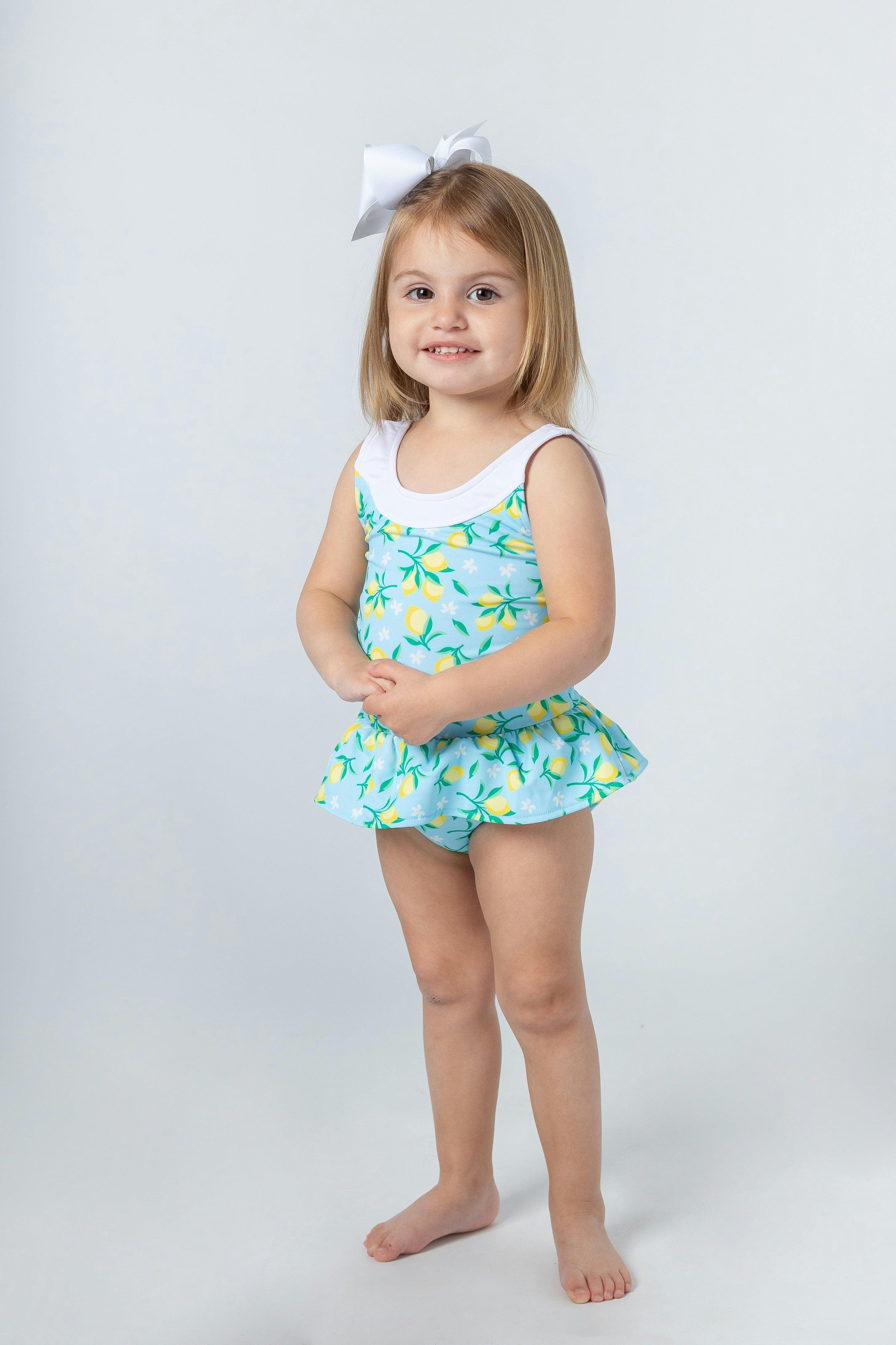 Lemon Print Skirted Swimsuit