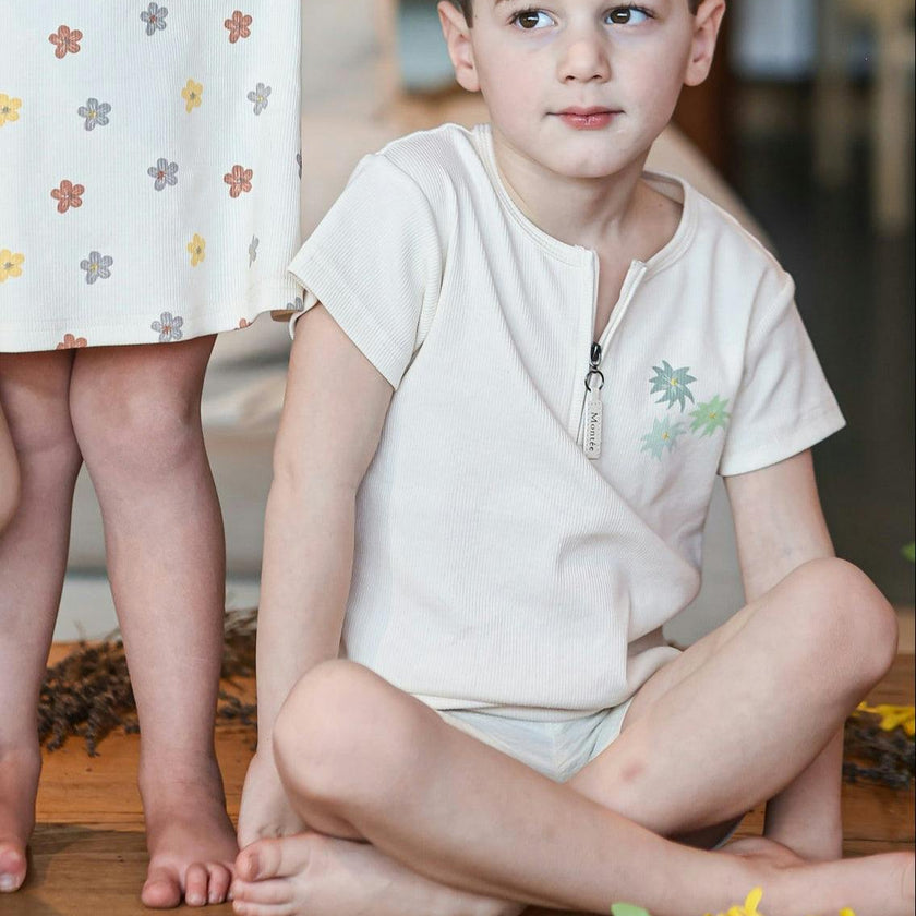 Floral Ribbed Boys Top
