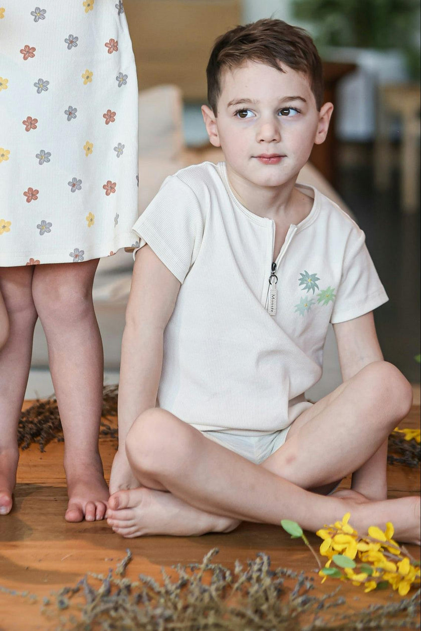 Floral Ribbed Boys Top