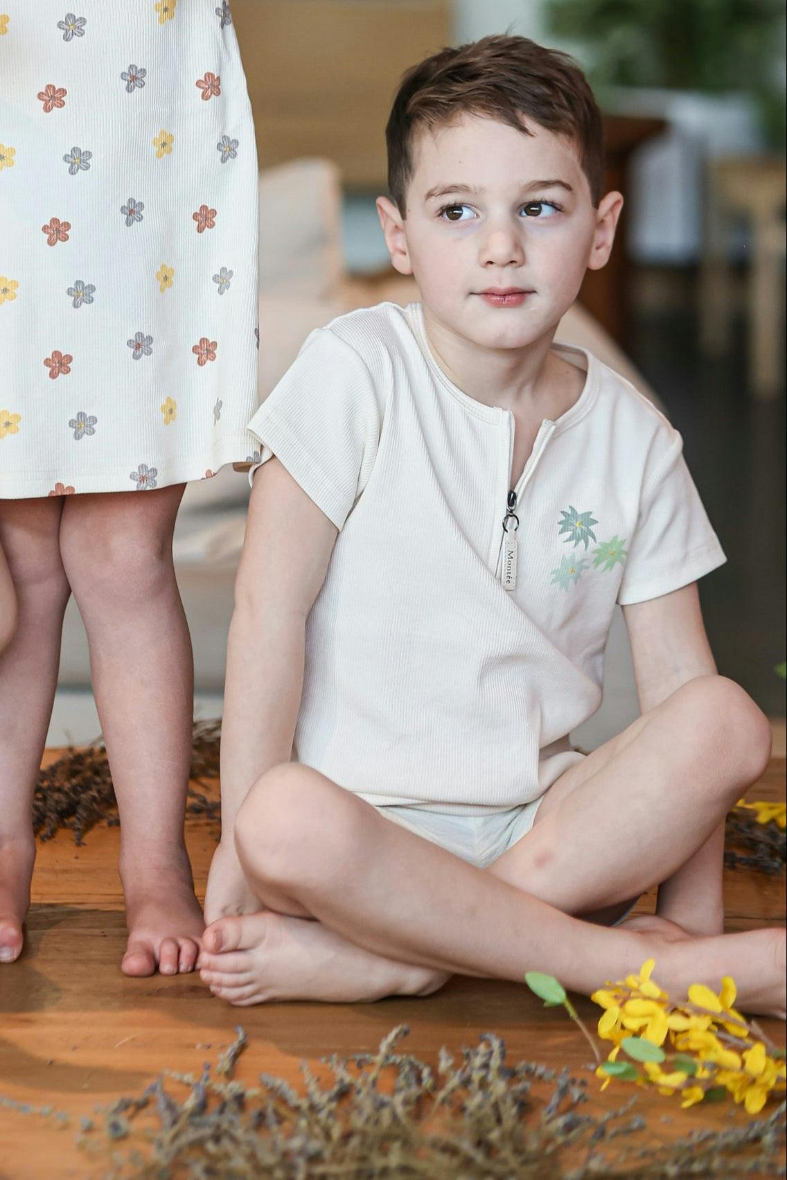 Floral Ribbed Boys Top