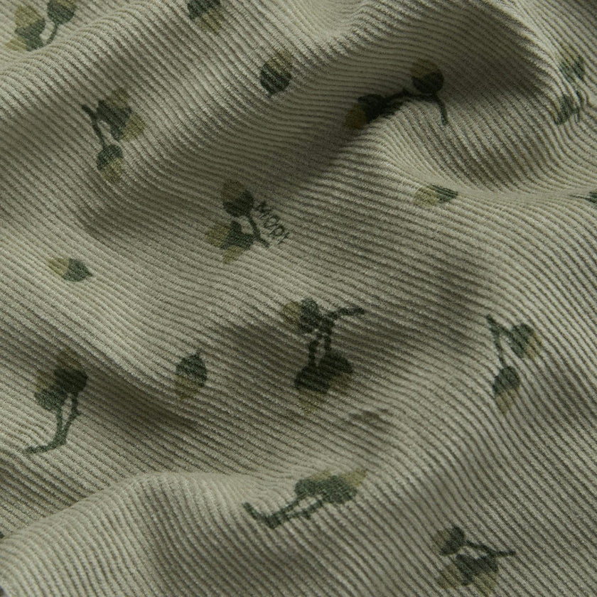 Green Corduroy Acorn Print Overalls