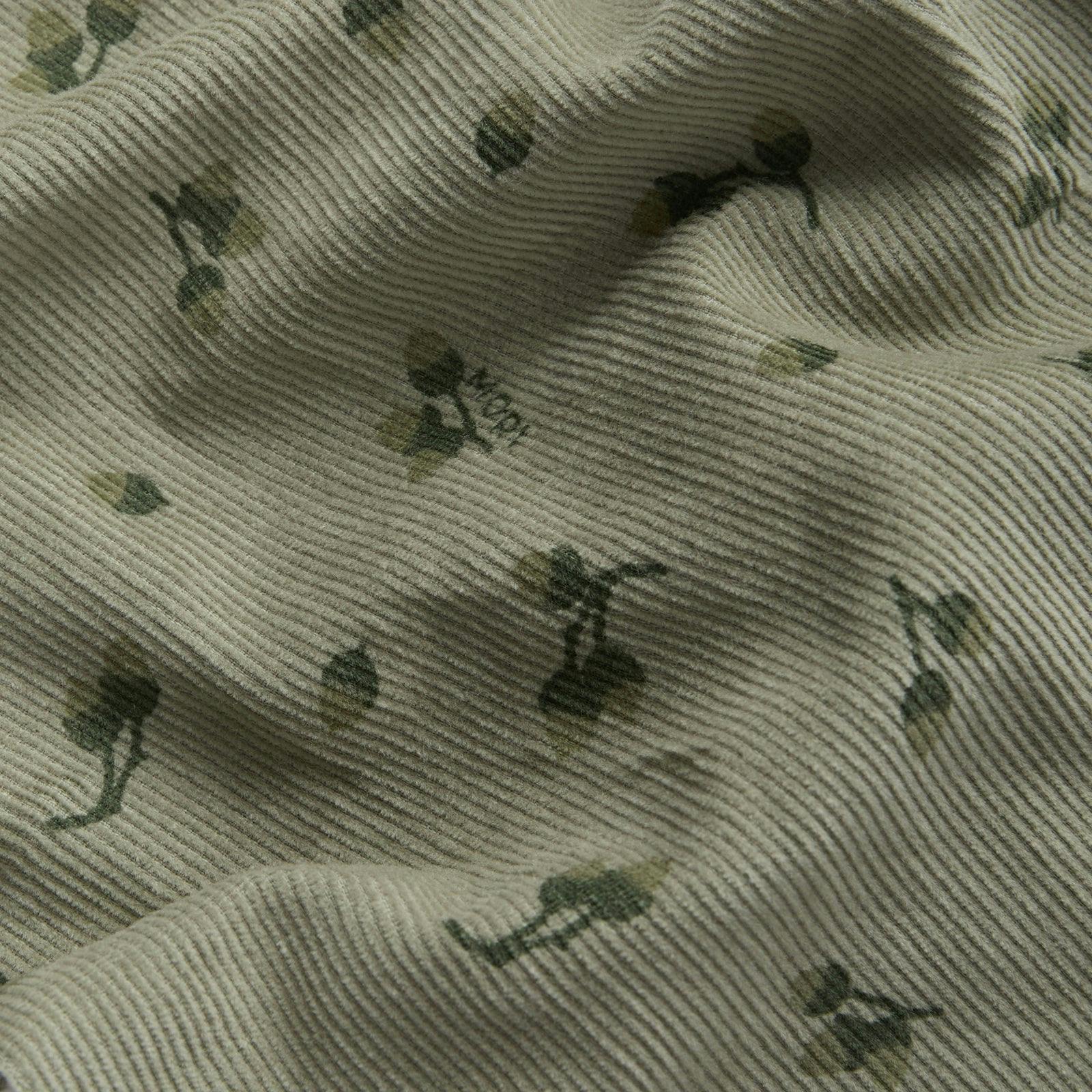 Green Corduroy Acorn Print Overalls