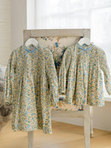 Beige Floral Raya Girl Hand-Smocked Dress