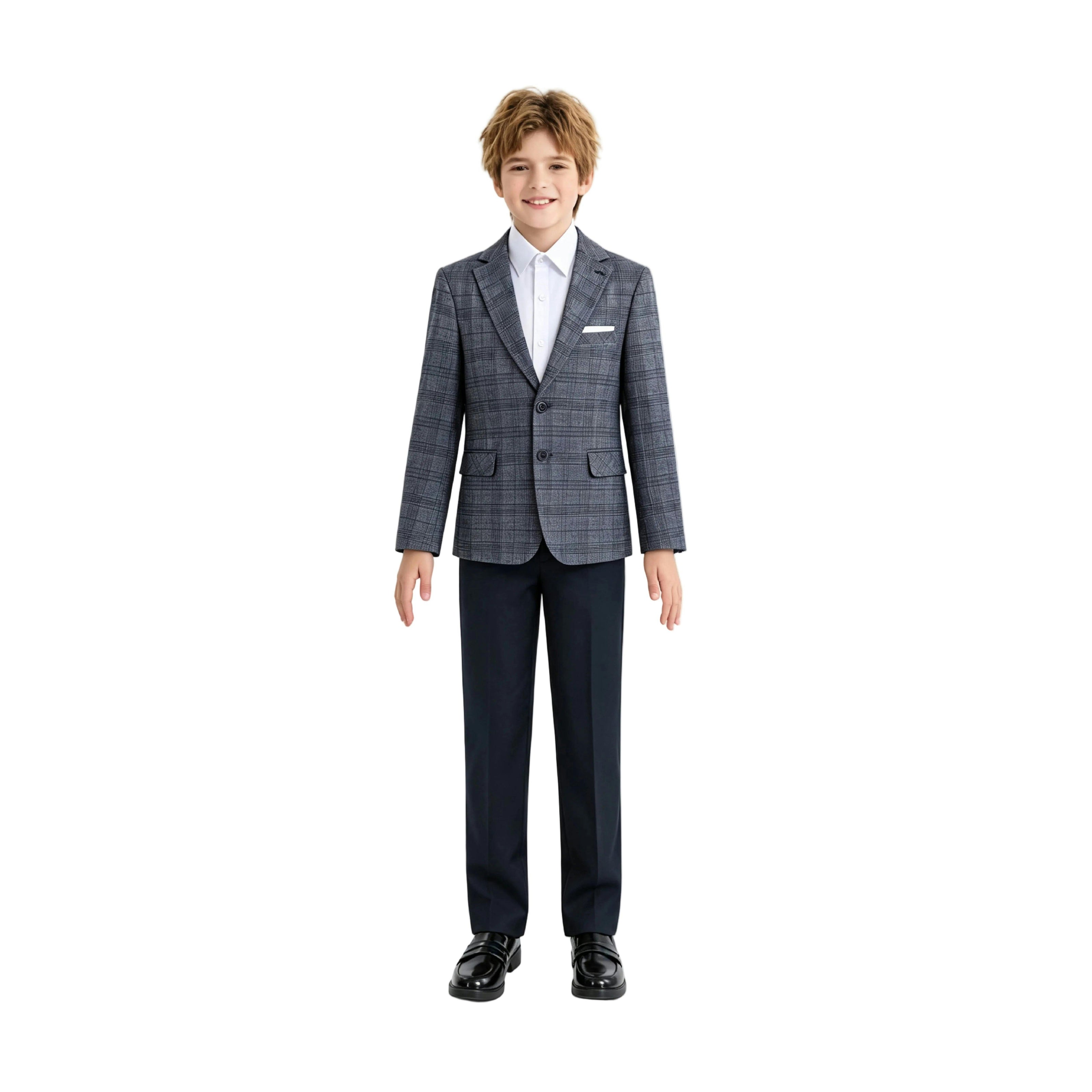 Navy Gabriel Plaid Blazer Suit Set