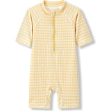 Yellow Gingham Zipper Shortall Swimsuit