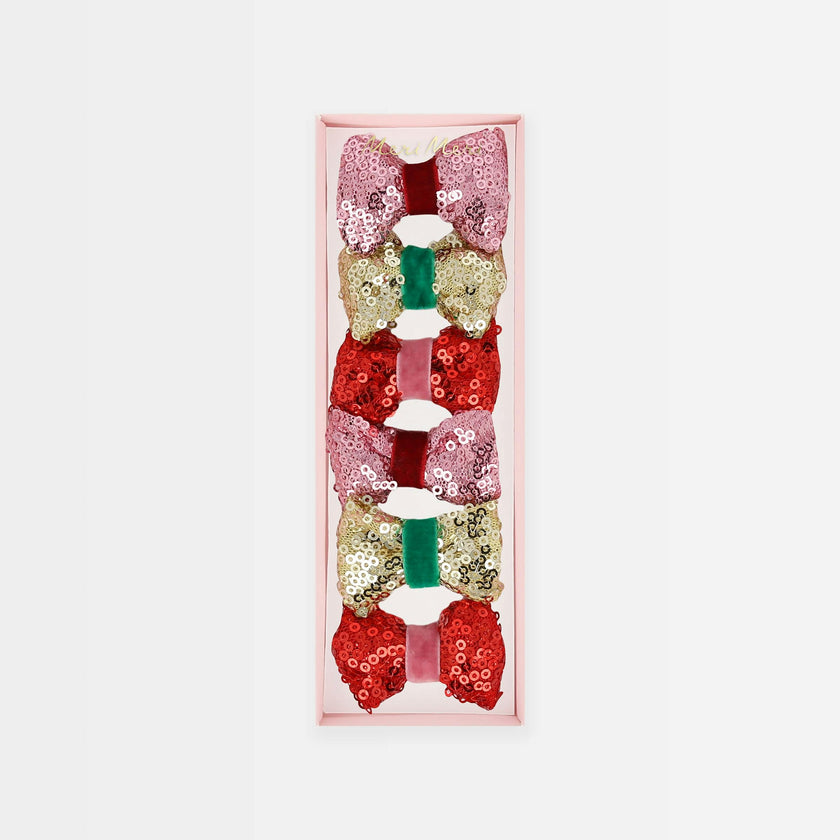 Sequin & Velvet Mini Bow Hairclips