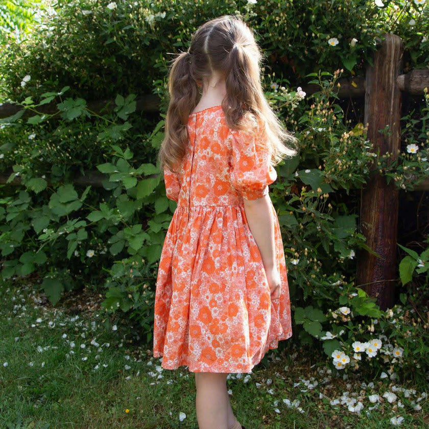 Girls Dress with Puff Sleeves