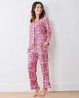 Must Love Cats - Organic Pima Modal Knit Long PJ Set - Pink Camellia