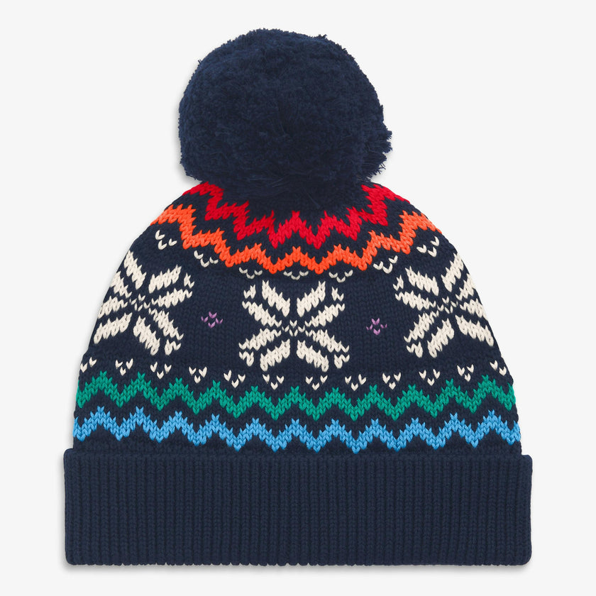 Kids rainbow snowflake fair isle beanie