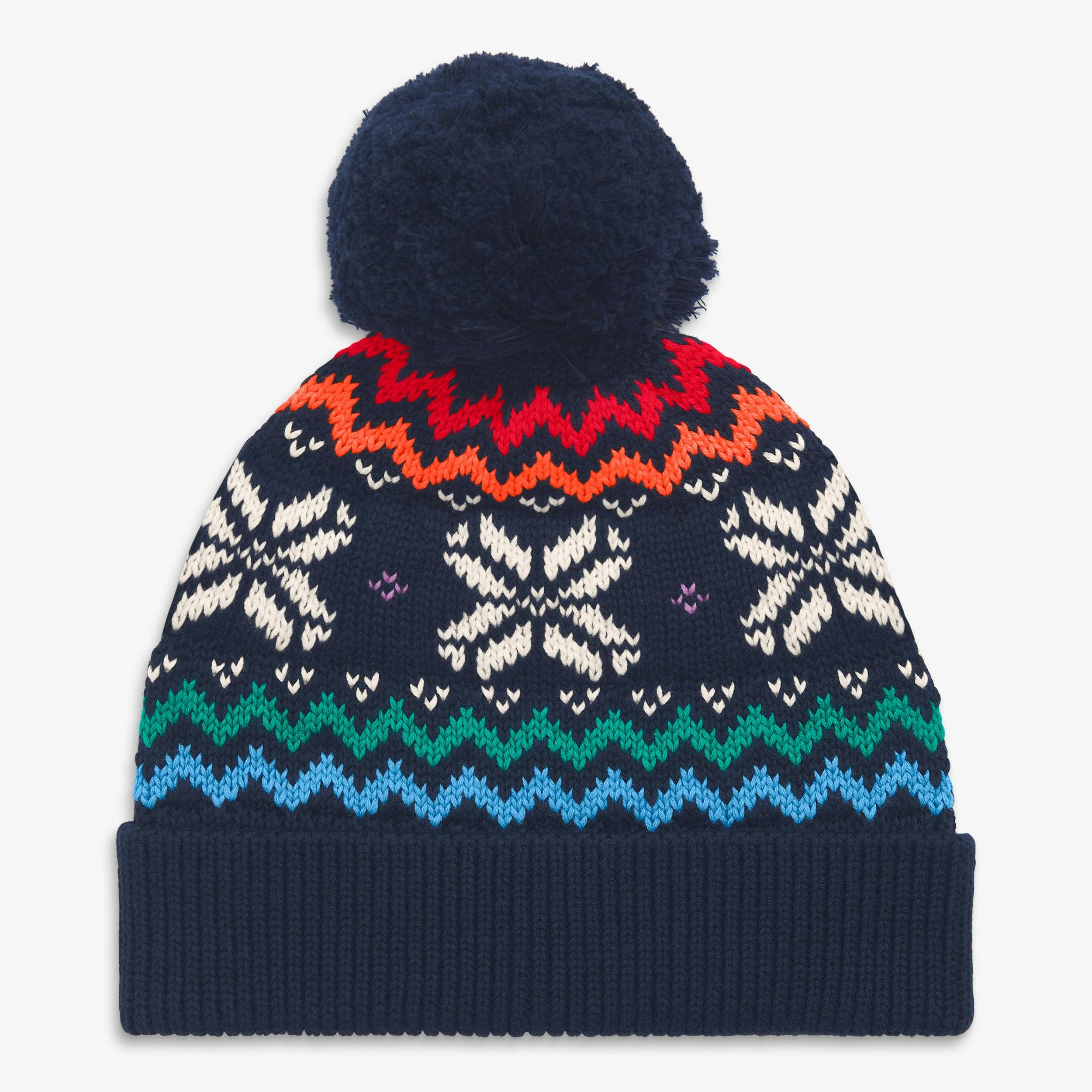 Kids rainbow snowflake fair isle beanie