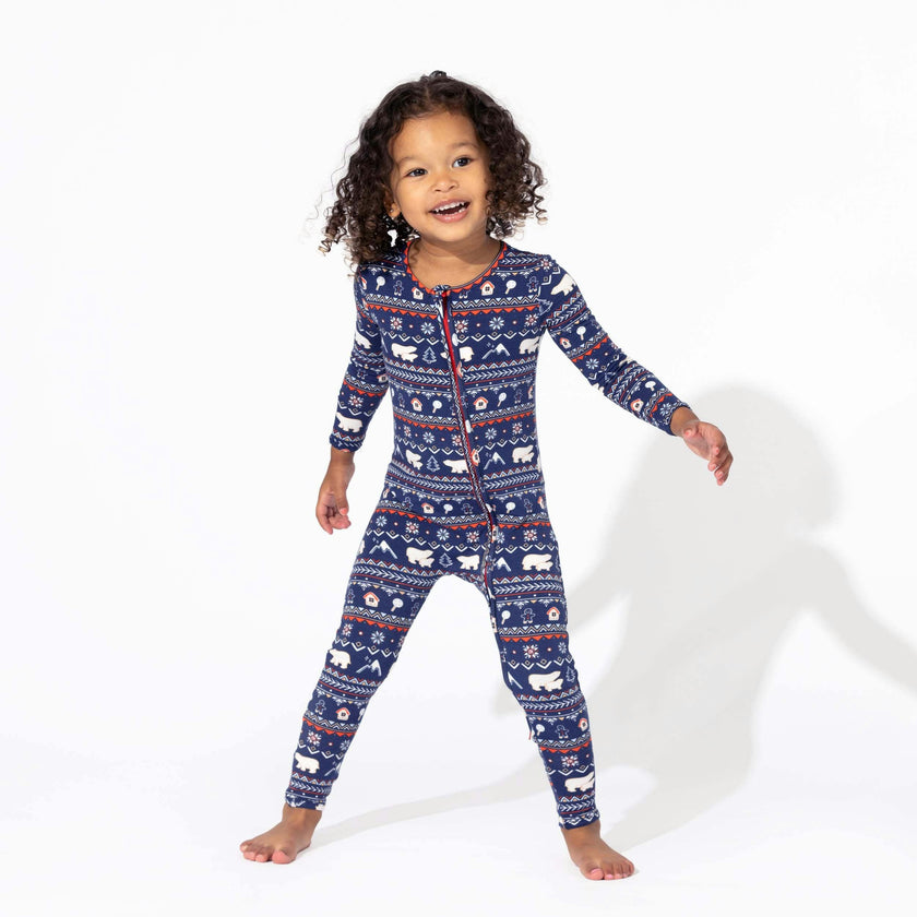 Polar Isle Blue Bamboo Convertible Footie