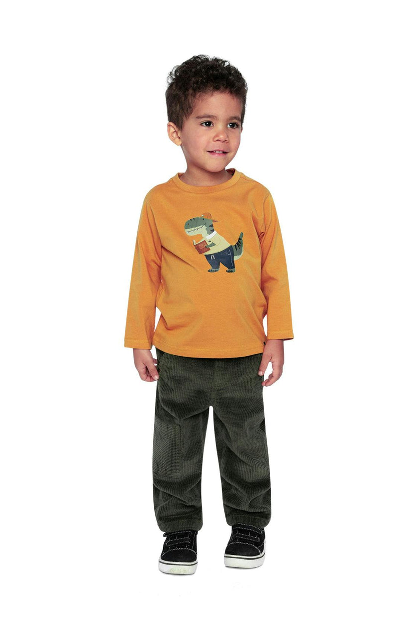 Stretch Corduroy Pants with Cargo Pocket Dark Grey