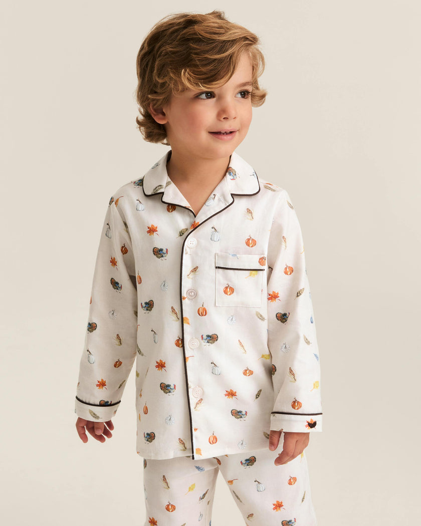 Kid's Twill Pajama Set in Thanksgiving Traditions