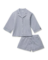 The Olivia Pima Short Set in Navy French Ticking