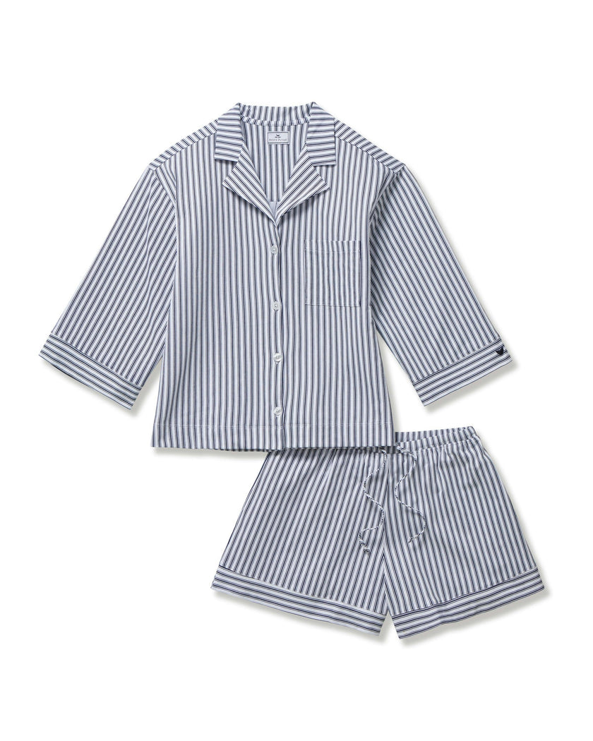 The Olivia Pima Short Set in Navy French Ticking