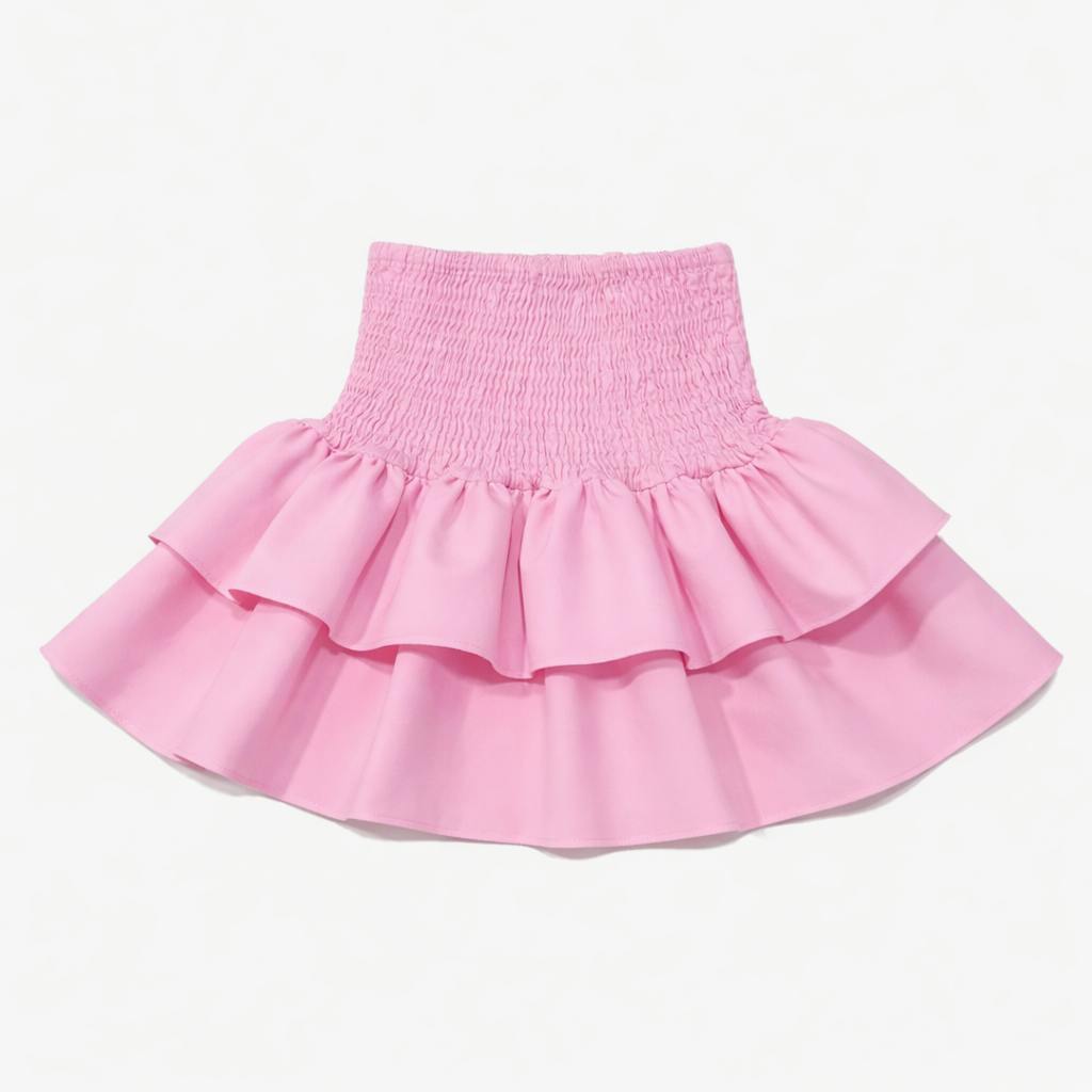 Denim Pink Ruffle Skirt