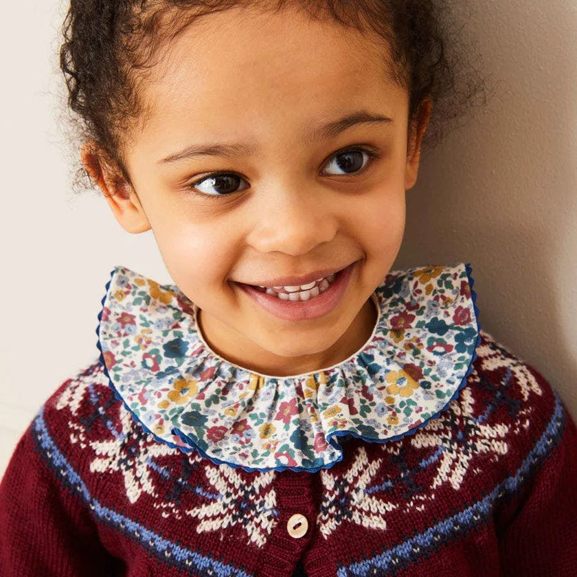 Fair Isle Cardigan in Burgundy (12mths-10yrs)