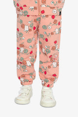 French Terry Sweatpants Pink Cat Print