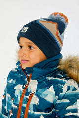 Winter Knit Hat With Pompom Blue Mountain Jacquard
